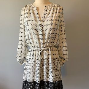 Black and white above knee length dress